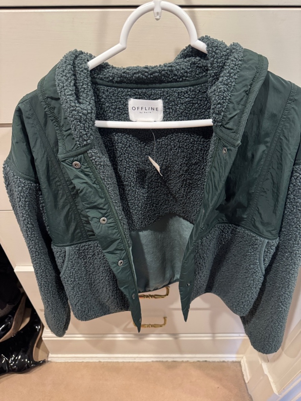 OFFLINE by Aerie Dark Green Teddy Sherpa Jacket
